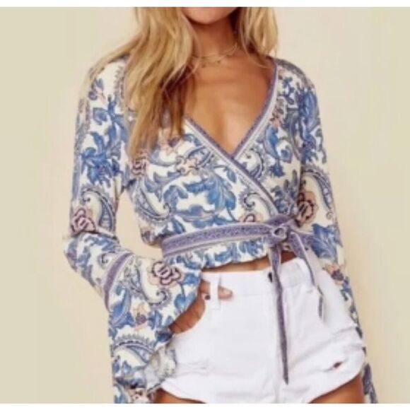 Spell & the Gypsy Monaco Etienne Wrap Top Sz. S - Picture 4 of 10